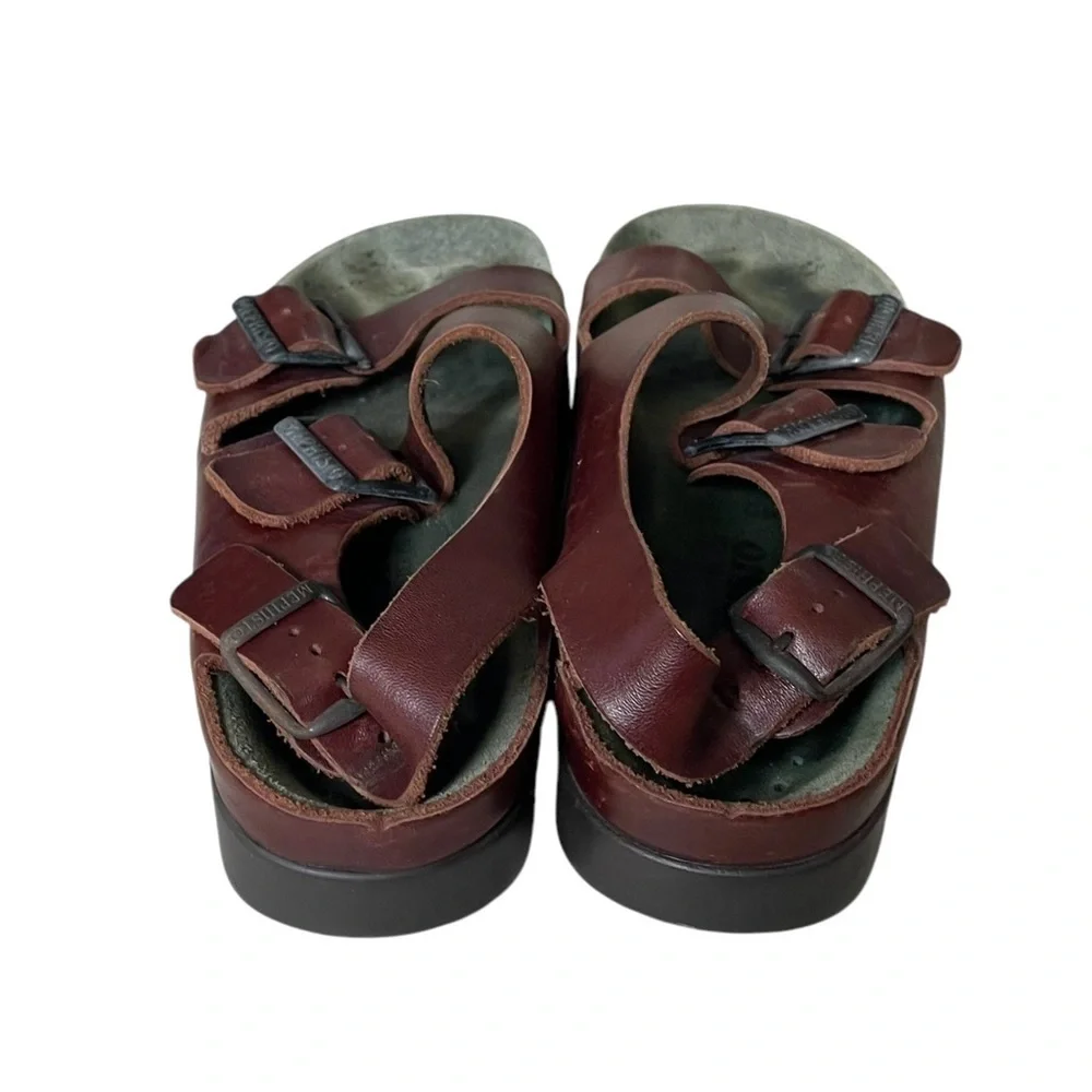 MEPHISTO Zeus Unisex Cork Leather Sandals Dark Brown 40